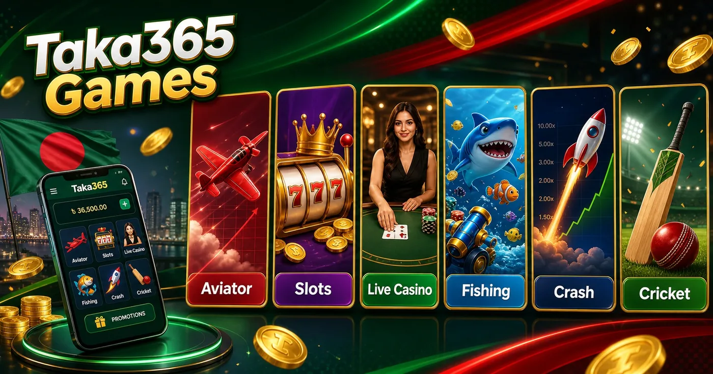 Taka365 casino games Bangladesh guide visual for Aviator slots live casino fishing crash and cricket